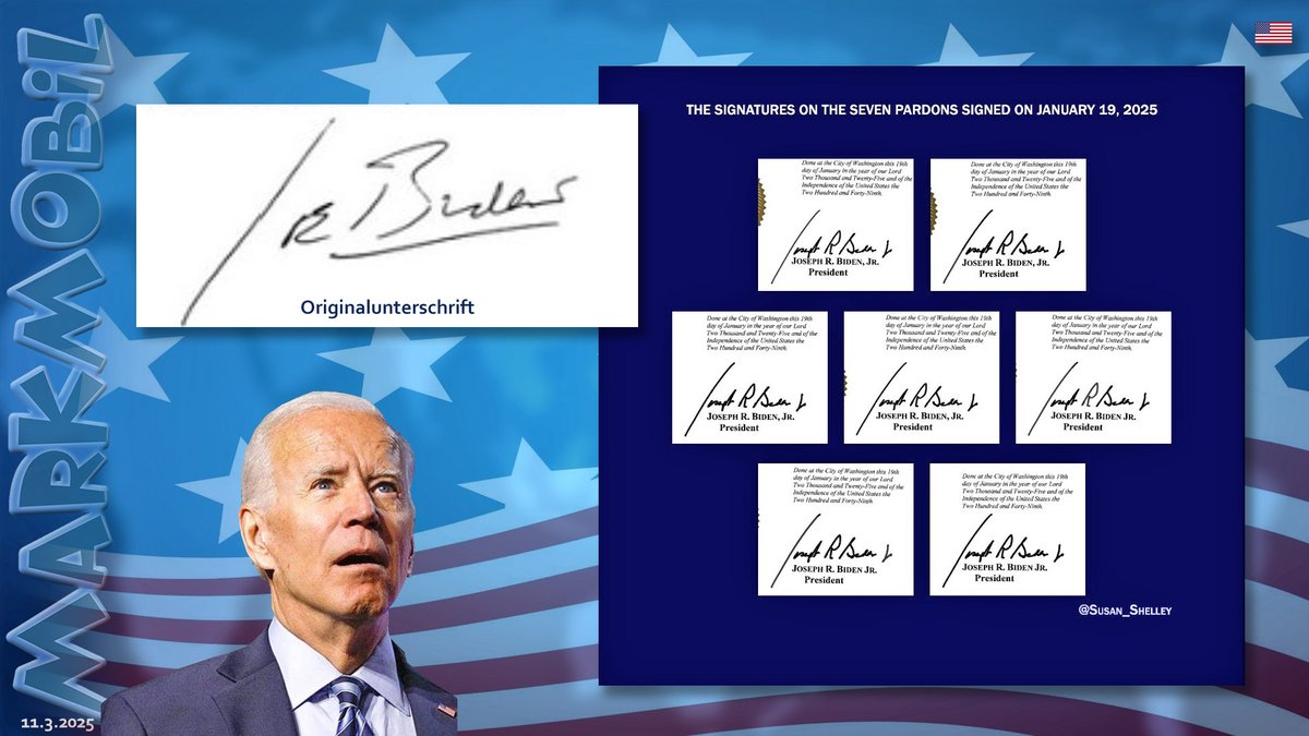 US-Generalstaatsanwalt BAILEY will Ermittlungen gegen die frühere Biden/Harris-Regierung einleiten. Viele der Präsidialbefehle hat der Unterschriften-Automat unterzeichnet. Auch Begnadigungen.

Es besteht der Verdacht, dass Biden geistig unfähig war und seine Mitarbeiter den