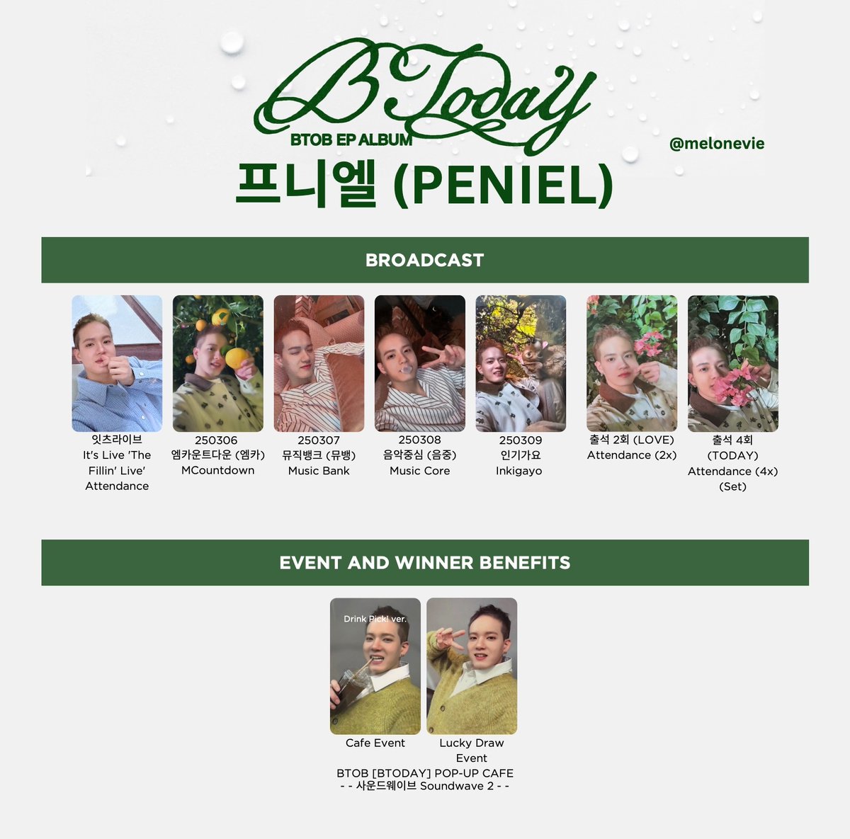 melonevie's tweet image. BTOB ‘BTODAY’ Photocard Template
Hyunsik and Peniel

+ Album, SW, AM, Broadcast, SW2 (Pop-Up) Previews, K4-2 (FS/VC), AM2 (FS/VC), EL2 (LD) and DMM2 (FS/VC)

비투비 BTOB BTODAY 포카 리스트
임현식 프니엘 lim hyunsik peniel
#비투비 #BTOB #BECOMING_PROJECT #BTODAY #LOVETODAY