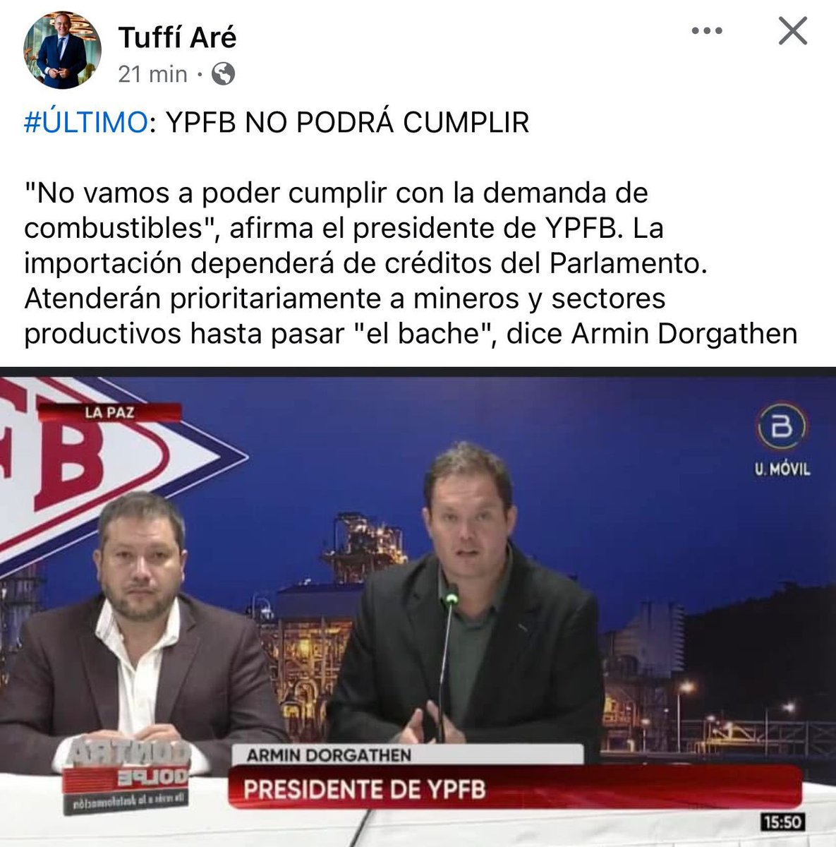 Libertario43's tweet image. Bolivia: el plan de Arce es la prórroga.

No tiene chances electorales. Pero planea quedarse.

1. No hay combustible porque no hay dólares para pagar la importación. Y no hay dólares porque se exporta menos gas. Se exporta menos gas porque en 2009 hicieron una normativa estúpida