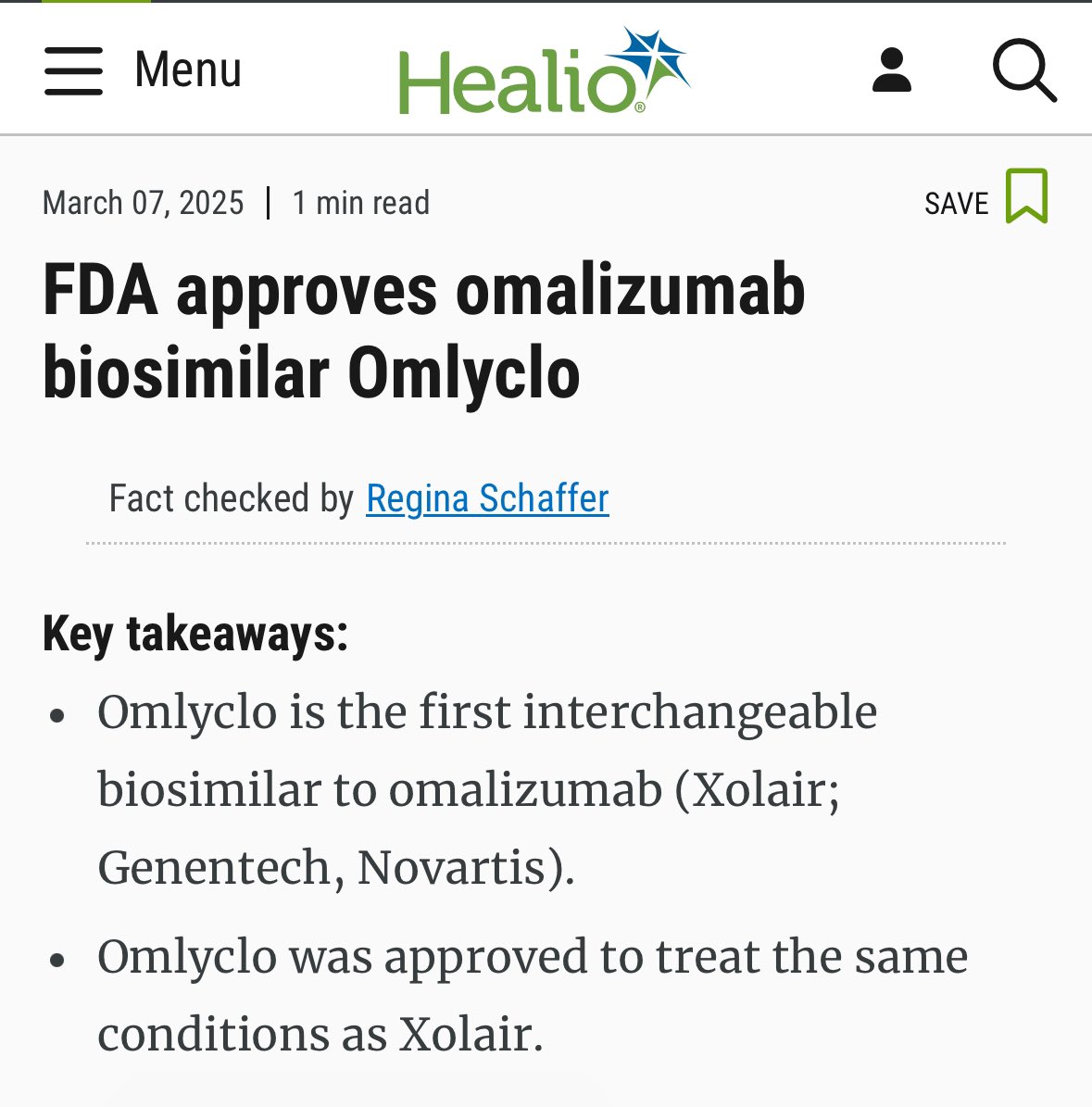 Priya Bansal, MD (@allergygal1) on Twitter photo Xolair has been the only anti-IgE biologic out for greater than 20 years. Now- the first #biosimilar is approved and will be available for severe #asthma, #foodallergy, and chronic spontaneous #urticaria. Changes in the landscape are on their way! <a href="/HealioAllergy/">Healio Allergy and Asthma</a> Xolair has been the only anti-IgE biologic out for greater than 20 years. Now- the first #biosimilar is approved and will be available for severe #asthma, #foodallergy, and chronic spontaneous #urticaria. Changes in the landscape are on their way! <a href="/HealioAllergy/">Healio Allergy and Asthma</a>