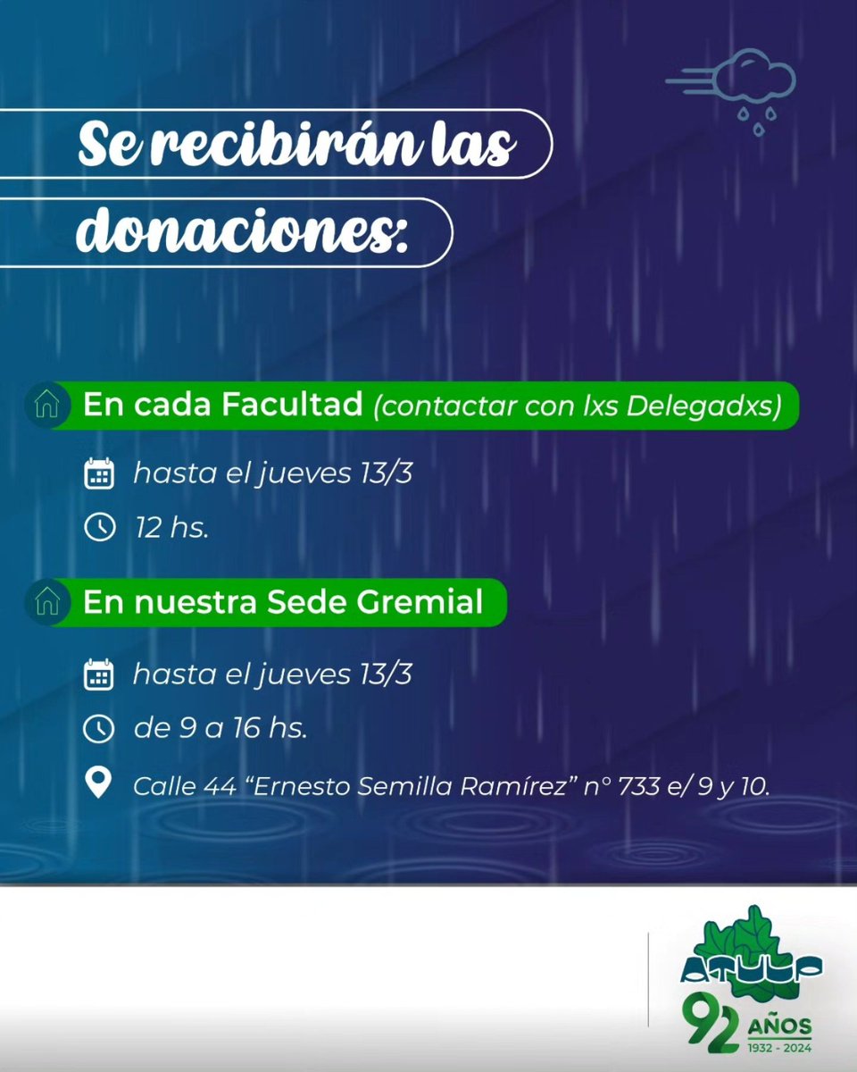 #BahiaBlanca  Colecta solidaria #ATULP