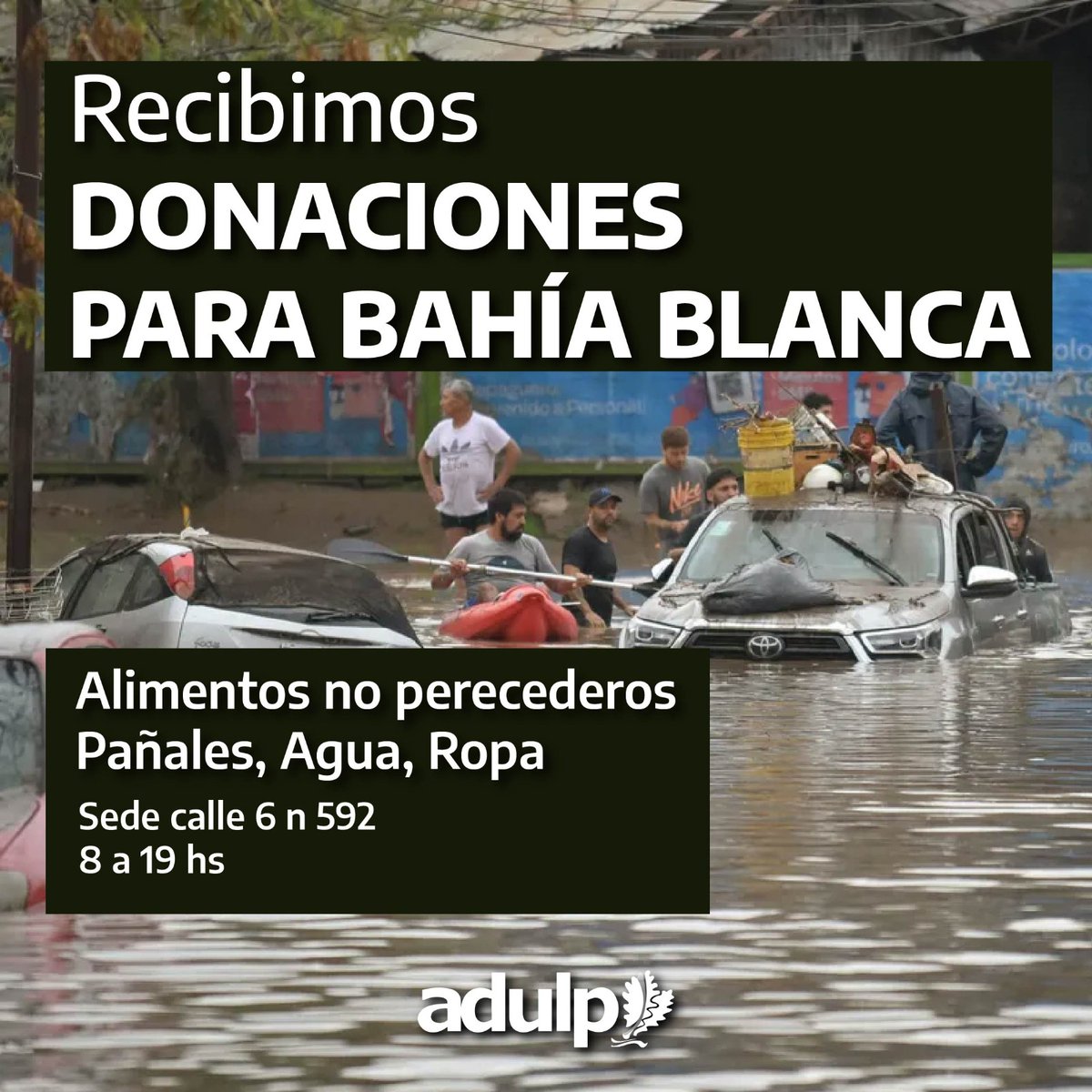 #BahiaBlanca  colecta solidaria #Adulp