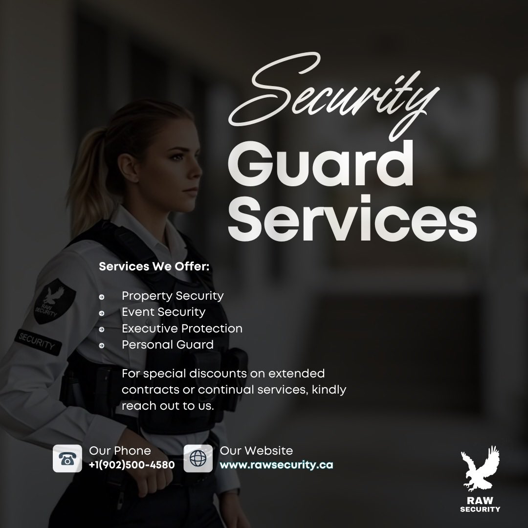 irawsecurity's tweet image. Protect your business with Raw Security! 🛡️ Our trained &amp;amp; licensed security guards provide 24/7 protection, mobile patrols, access control, and event security. Stay safe with professionals you can trust!

📞 902-500-4580 | 🌐 rawsecurity.ca

#RawSecurity #SecurityGuards