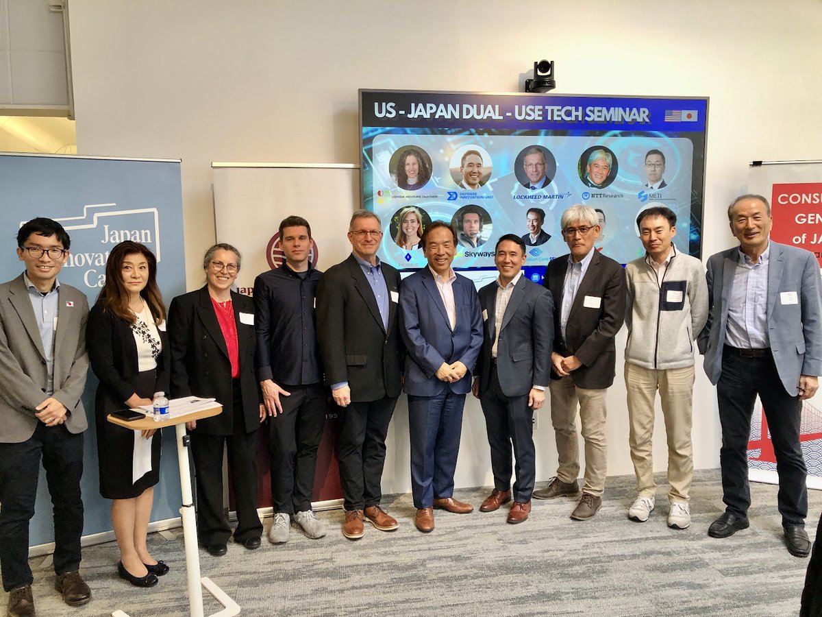 JAPANinSF's tweet image. With @jccnc16, we welcomed DIU_x and @lockheedmartin Ventures to an exciting Japan-US #dualusetech seminar at @METI_JPN’s Japan Innovation Campus! Great to hear about cutting-edge tech from companies #RhombusPower, @skyways, #InnovationCoreSEI, @chiptiptech, and @bit_Biome too.