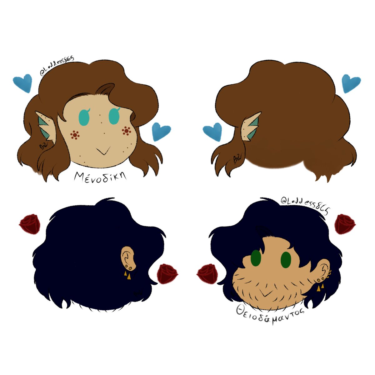 Laddess865's tweet image. Theio and Meno chibis/keychains
(They are not for sale! I had a coupon for 2 free keychains)
#keychains #chibi #customkeychains #digitalart #OC #illustration #drawing #cuteart #characterdesign #keychainart #supportsmallartists #artcommunity #acrylickeychain #charmdesign #wooacry