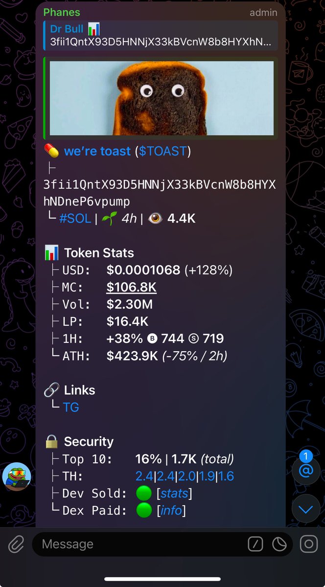 Jeetslayer00's tweet photo. 23.7x profit 🎯🚀
Bagged on my alpha group calls 💸💸💸💸💸💸💸💸💸💸💸💸💸💸💸💸
Tricker. $TOAST
#WEARETOAST🧑💻
CA>> 3fii1QntX93D5HNNjX33kBVcnW8b8HYXhNDneP6vpump https://t.co/j4vOat7ad5