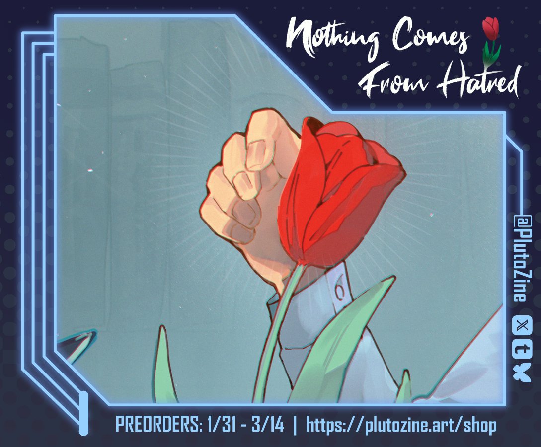 PlutoZine's tweet image. This beautifully detailed illustration by @Peyca3 features Sahad admiring his botanical work🌷
Preorders (4 DAYS LEFT!):
🌷 plutozine.art/shop
(All proceeds go to Palestine Children's Relief Fund!)