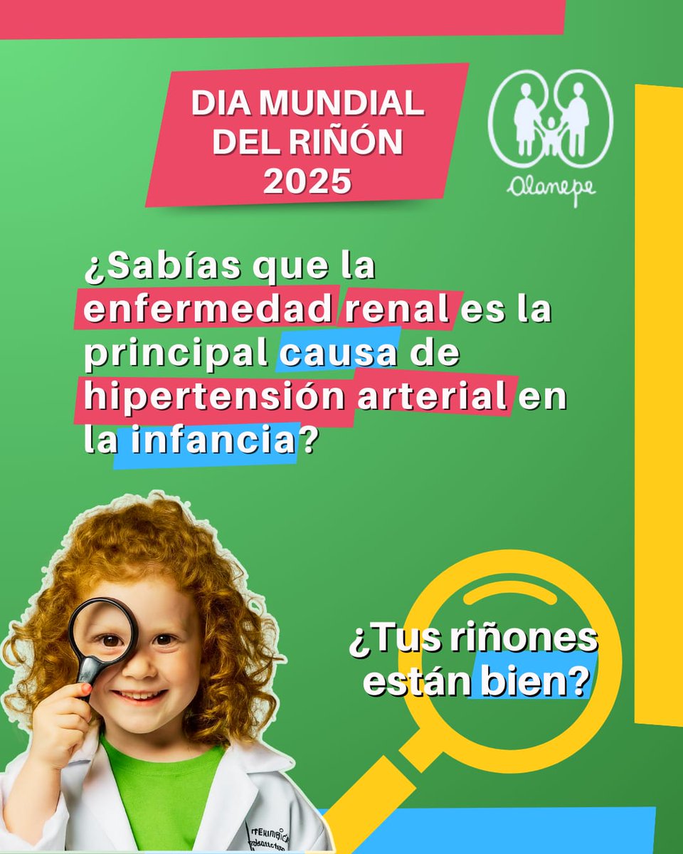 Alanepe1's tweet photo. DIA MUNDIAL DEL RIÑON 2025🌎. Sabías que la Enfermedad Renal es la principal causa de Hipertensión Arterial en la Infancia?🔍🖊. @worldkidney_day #Tusriñonesestanbien #areyourkidneysok #diamundialdelriñon #worldkidnessday. https://t.co/QMmrFRZ9iU