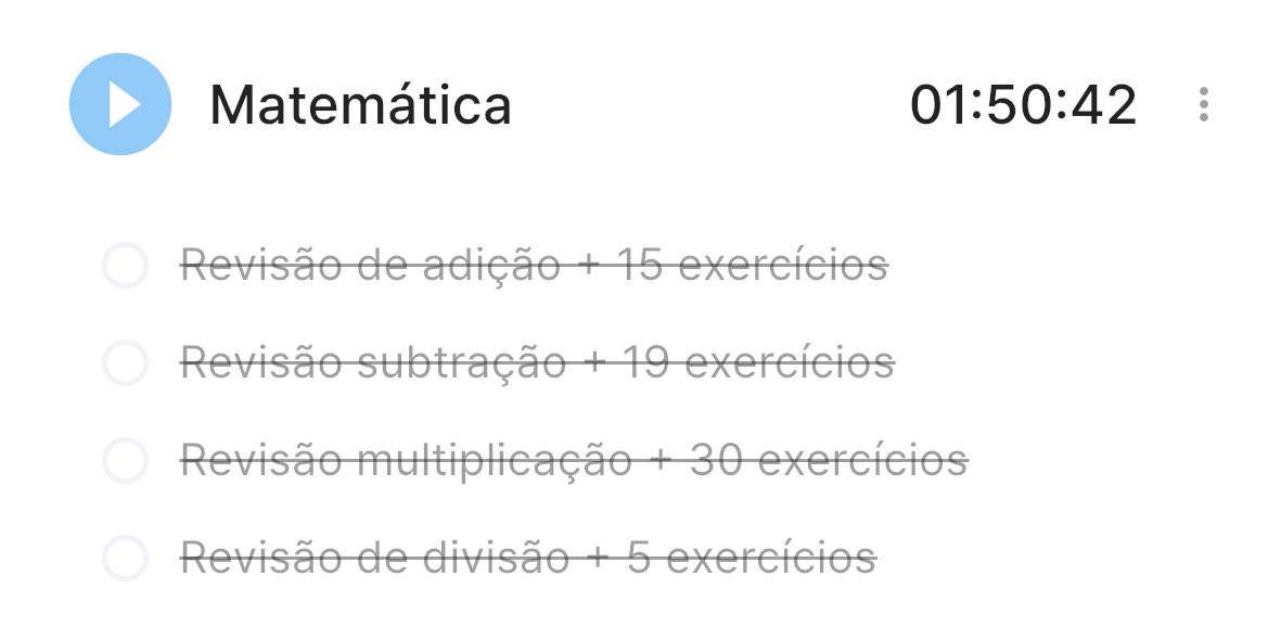 notesoobin's tweet image. hj eu fiz mts exercícios e revisei matemática básica de uma maneira própria pra começar a me adaptar mesmo, acabei me empolgando nas questões de multiplicação e fiquei cansada pra resolver divisão! 
mas eu estabeleci alguns métodos diários pra me adaptar pra dar certo #studylog