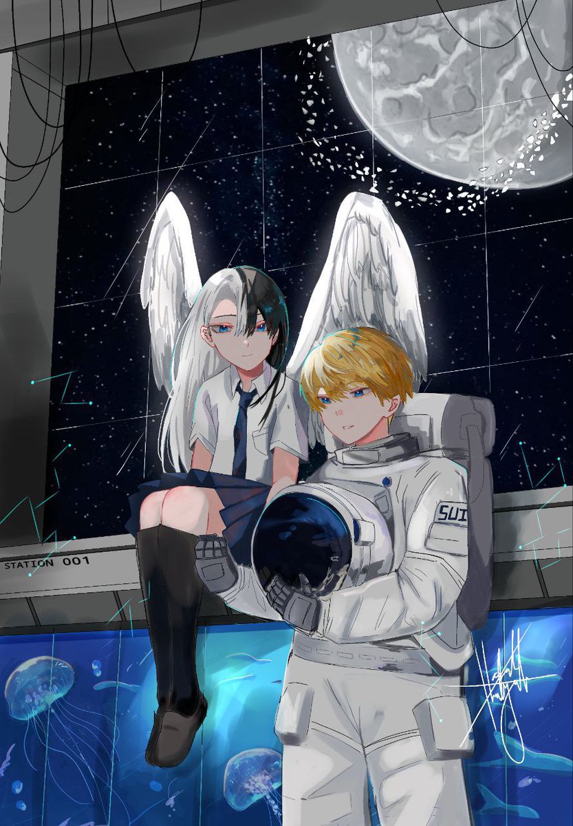 Kashidou07's tweet photo. Sora n sui, my oc! 
#oc#illustration https://t.co/ILzYdZcZst