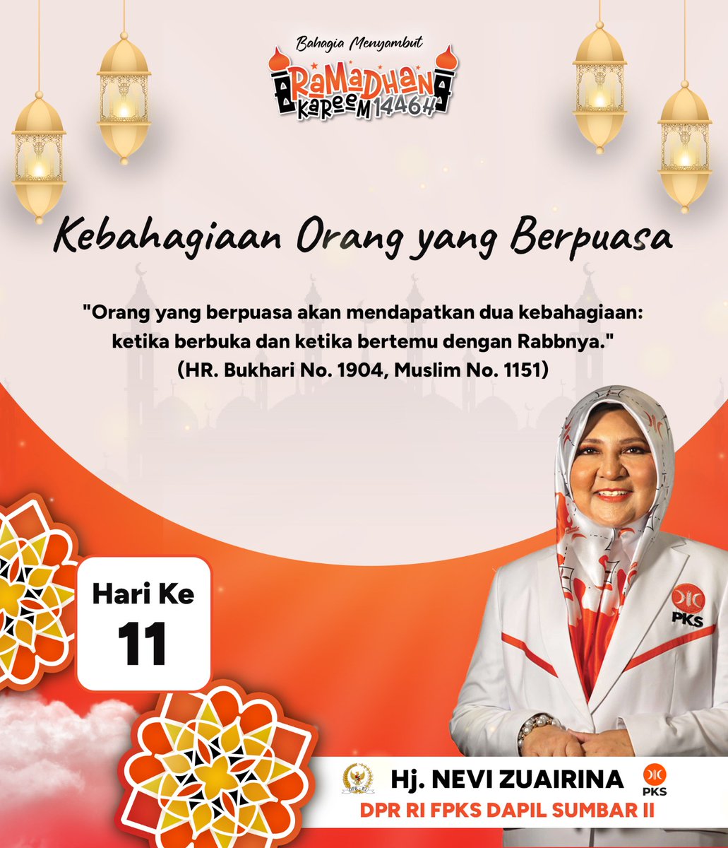 NZuairina's tweet photo. Marhaban Ya Ramadhanβ¦. Selamat berpuasa #sahabatnevi hari ke - 11ππ»
#SahabatNevi #Nevizuairina #dapilsumbar2 #pks #PKSPembelaRakyat #fpks #dpr #dprri #mprri https://t.co/abwmeakjoG