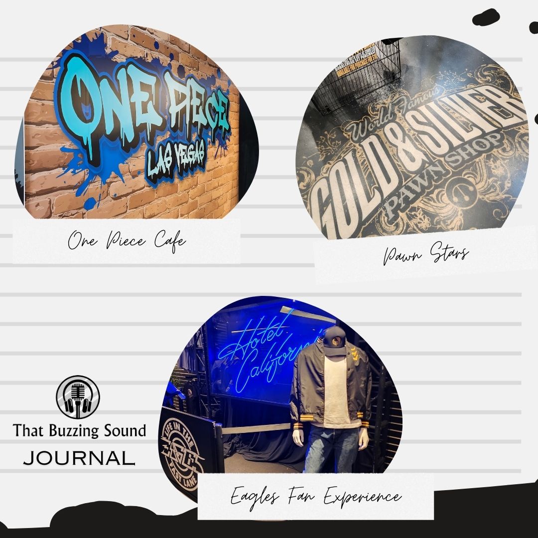 [New Blog Post] 
Pictures from Part 2 of our January #LasVegas Adventure are now up feat. the #OnePieceCafe, shops from #PawnStars, and #TheEagles #ThirdEncore Fan Experience... alongside my updated #Concert #BucketList!

Link: 
thatbuzzingsound.com/2025/03/journa…

#musicblog #travelblog