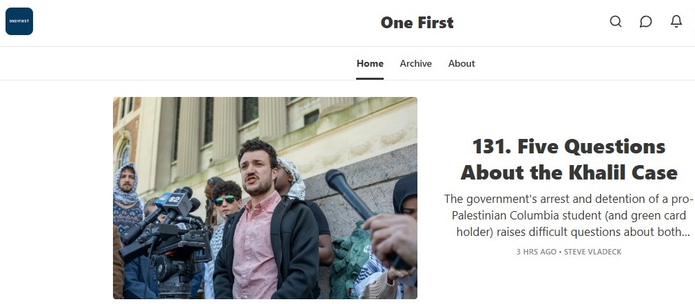 We just recorded our first episode on the first 50 or so days of the second Trump presidency. We couldn't have interviewed anyone better than <a href="/steve_vladeck/">Steve Vladeck</a> who writes the One First newsletter.   Our episode should drop on Friday, stay tuned!