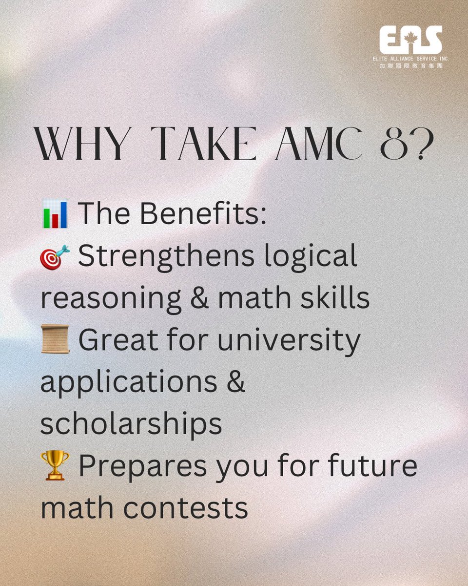EASGroup's tweet photo. 🚀 Want to ace the AMC 8? The American Mathematics Competitions (AMC) can boost your academic profile and open scholarship opportunities!

📩 Ready to get started? Drop a "🔢" in the comments! #AMC8 #MathGenius #EASCourses https://t.co/rSE0ztZ8CR