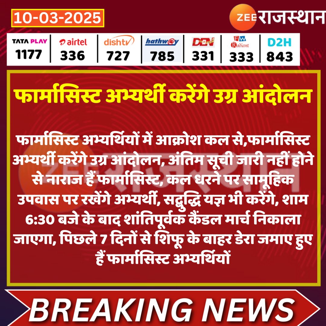 जब तक #फार्मासिस्ट_भर्ती_2023 की अंतिम सूची जारी नहीं हो जाती तब तक धरना निरंतर जारी रहेगा...

#फार्मासिस्ट_भर्ती_अंतिम_सूची_जारी_करो
#फार्मासिस्ट_भर्ती_पूरी_करो

<a href="/BhajanlalBjp/">Bhajanlal Sharma</a> <a href="/RajCMO/">CMO Rajasthan</a>
<a href="/GajendraKhimsar/">Gajendra Singh Khimsar</a> <a href="/RajGovOfficial/">Government of Rajasthan</a> 
<a href="/rpbreakingnews/">Rajasthan Patrika</a> <a href="/zeerajasthan_/">ZEE Rajasthan</a>
<a href="/jawaharbedam/">JAWAHAR SINGH BEDHAM</a>
<a href="/ramlalsharmabjp/">Ramlal Sharma</a>