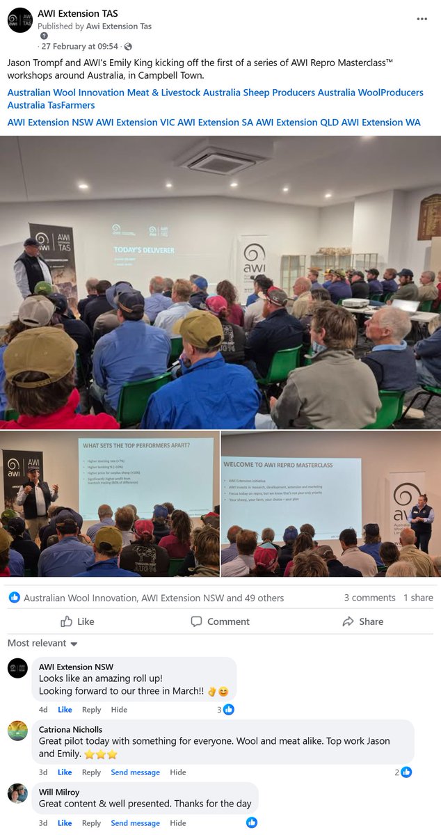 ARE YOU MISSING OUT ON THE LATEST?

Have you checked out the AWI Extension TAS Facebook page?

View our page for updates on events, information, and more!

Please like and follow to stay tuned...

facebook.com/awiextensiontas