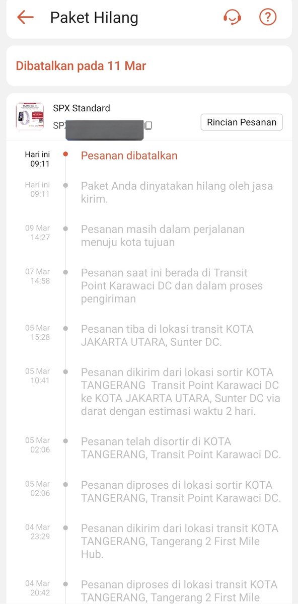 ljncart's tweet photo. hati2 guyss yg paketnya pake spx dan statusnya stuck gini, punyaku ditanyain hilang akhirnya 😊 gws oren https://t.co/4tXypZWsiB