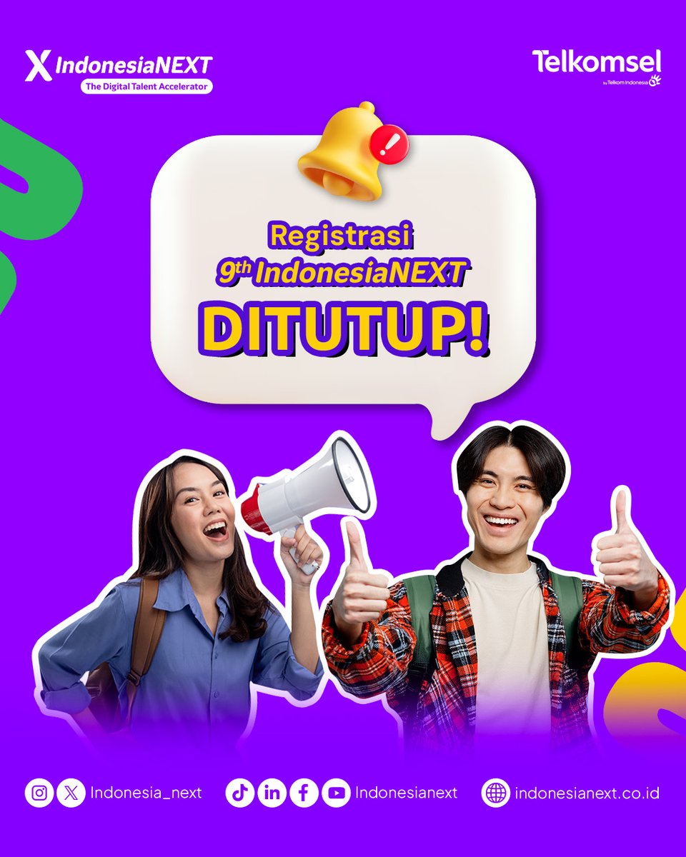 Registrasi 9th IndonesiaNEXT sudah ditutup!

Terima kasih buat NEXT People yang sudah daftar 9th IndonesiaNEXT! Perjalananmu baru saja dimulai, jadi tetap semangat dan terus berdoa ya!💪🏻

Pantengin terus media sosial IndonesiaNEXT buat info terupdate lainnya! ✨

————
Pssst!