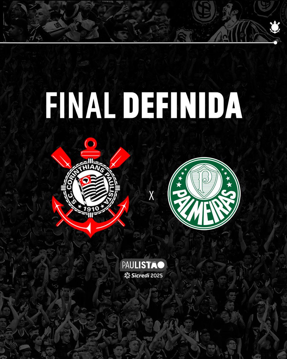 ADVERSÁRIO DA FINAL DEFINIDO! ☑️️

Os detalhes das partidas de ida e volta serão divulgadas em breve pela FPF.

VAMOS, CORINTHIANS!!! 💪🏾🙌🏾

#VaiCorinthians