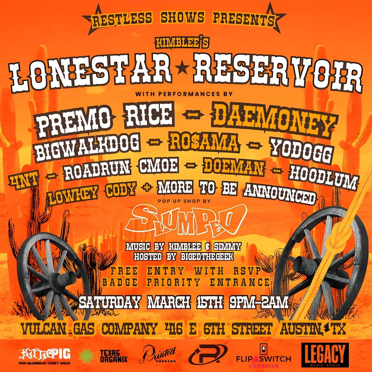 I didn’t plan on going to SXSW… 

But I ended up throwing this lineup together in like 5 fucking days?? 

FUCK IT!

Its FREE if you RSVP here Shorturl.at/zxhuK

See yall in Austin 🤠

Saturday March 15th 
Vulcan Gas Company

<a href="/RestlessShows/">No Rest Shows</a> 🔋