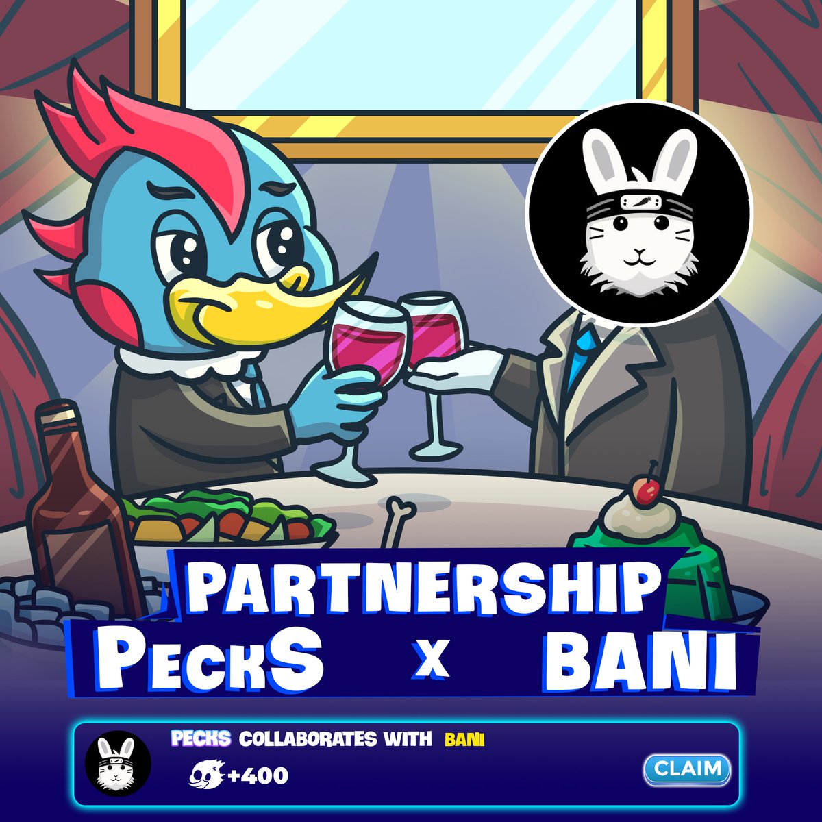 🎊 PeckS x BANI – The Ultimate Ninja Bunny Alliance! 🚀🐦🐰
PeckS is teaming up with BANI, the only Ninja Bunny on the blockchain! This partnership merges meme culture, gaming, and community-driven impact, bringing thrilling mini-app adventures, charity-driven rewards, and a