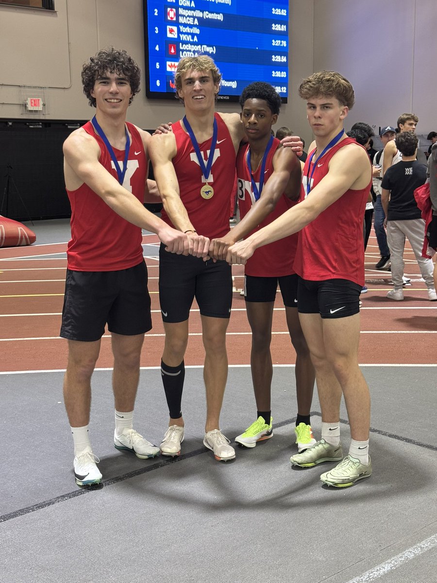 Nolan McCue (@coach_mccue) on Twitter photo Congrats to our 4x400m Relay of Ben Kozial, Owen Horeni, Raymond Brigman, and Logan Reuter who broke the indoor school record tonight at Mustang Relays running a time of 3:27.76! The previous indoor record was held by our 2023 State Championship relay. <a href="/YHSAthletics115/">Yorkville Foxes</a> <a href="/RunYHS/">Yorkville CC/T&F</a> Congrats to our 4x400m Relay of Ben Kozial, Owen Horeni, Raymond Brigman, and Logan Reuter who broke the indoor school record tonight at Mustang Relays running a time of 3:27.76! The previous indoor record was held by our 2023 State Championship relay. <a href="/YHSAthletics115/">Yorkville Foxes</a> <a href="/RunYHS/">Yorkville CC/T&F</a>