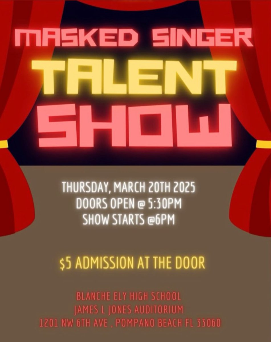Principal Williams (@tav_williams) on Twitter photo Please join us for an exciting event hosted by the <a href="/blanche_ely/">Blanche Ely HS</a> chorus and musical theatre program! Tiger Pride 🐅 Please join us for an exciting event hosted by the <a href="/blanche_ely/">Blanche Ely HS</a> chorus and musical theatre program! Tiger Pride 🐅