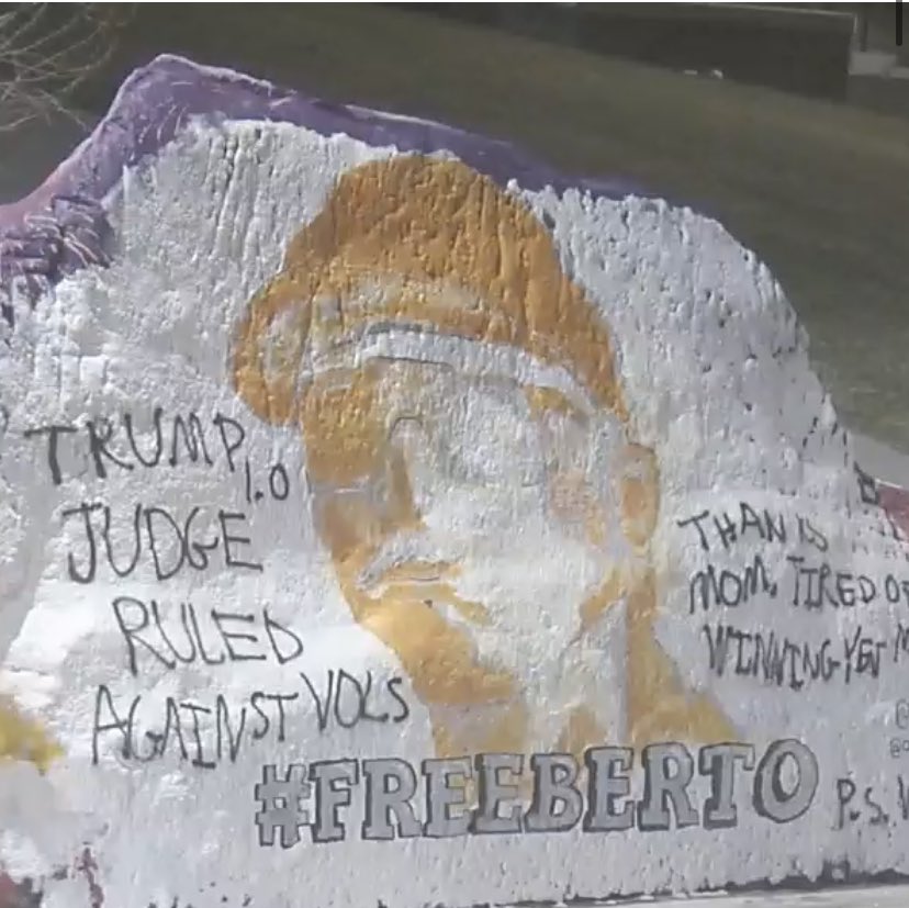 Well in typical UT fashion the #FreeBerto message has be defaced….