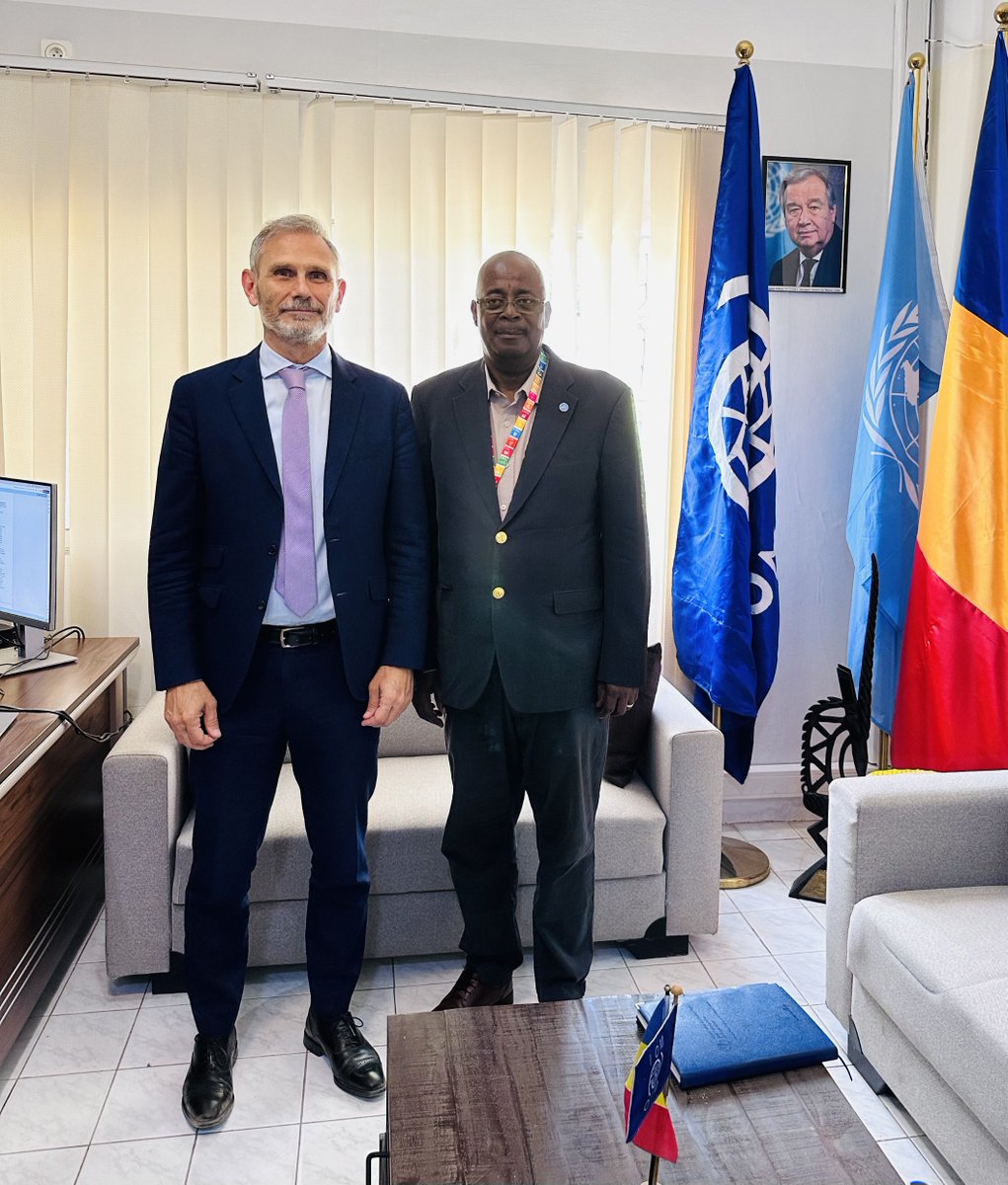IOM Chad 🇺🇳 (@iomchad) on Twitter photo N'Djamena, lundi 10 mars 2025: Rencontre fructueuse entre le chef de mission de l’OIM au Tchad <a href="/Preyntjens/">Pascal Reyntjens</a> et le nouveau représentant de la <a href="/FaoTchad/">FAO au Tchad</a> , M Aristide Ongone Obame. Les discussions ont portées sur les axes collaborations entre les deux institutions afin d’appuyer la N'Djamena, lundi 10 mars 2025: Rencontre fructueuse entre le chef de mission de l’OIM au Tchad <a href="/Preyntjens/">Pascal Reyntjens</a> et le nouveau représentant de la <a href="/FaoTchad/">FAO au Tchad</a> , M Aristide Ongone Obame. Les discussions ont portées sur les axes collaborations entre les deux institutions afin d’appuyer la