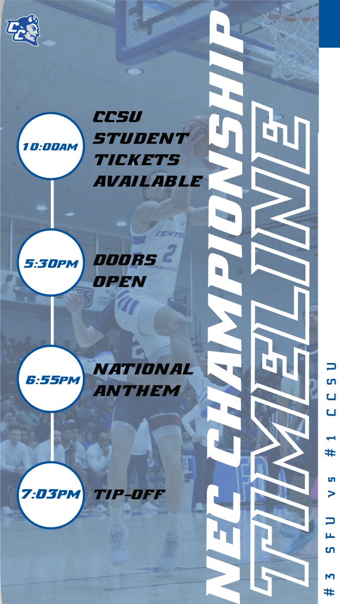 CCSU Blue Devils (@ccsubluedevils) on Twitter photo Important game information for Tuesday's <a href="/CCSU_MBB/">CCSU Men’s Basketball</a> #NECMBB Championship Game @ Kaiser Hall!
THE GAME IS SOLD OUT.
Read more: tinyurl.com/72by3hen
#GoBlueDevils Important game information for Tuesday's <a href="/CCSU_MBB/">CCSU Men’s Basketball</a> #NECMBB Championship Game @ Kaiser Hall!
THE GAME IS SOLD OUT.
Read more: tinyurl.com/72by3hen
#GoBlueDevils