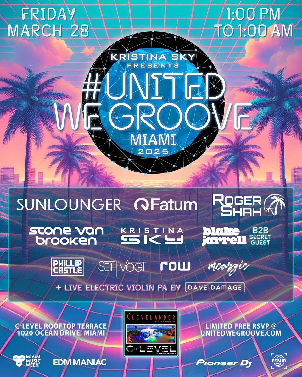 Blake Jarrell (@blakejarrell) on Twitter photo United We Groove 2025 | Miami Music Week going down March 28th, rooftop @ the Clevelander!
Thank you to <a href="/KristinaSky/">Kristina Sky ✨☁️🌛</a> & <a href="/UnitedWeGroove_/">UnitedWeGroove</a> team for putting together such an amazing group of artists.
Free w/ RSVP: bit.ly/UnitedWeGroove… United We Groove 2025 | Miami Music Week going down March 28th, rooftop @ the Clevelander!
Thank you to <a href="/KristinaSky/">Kristina Sky ✨☁️🌛</a> & <a href="/UnitedWeGroove_/">UnitedWeGroove</a> team for putting together such an amazing group of artists.
Free w/ RSVP: bit.ly/UnitedWeGroove…
