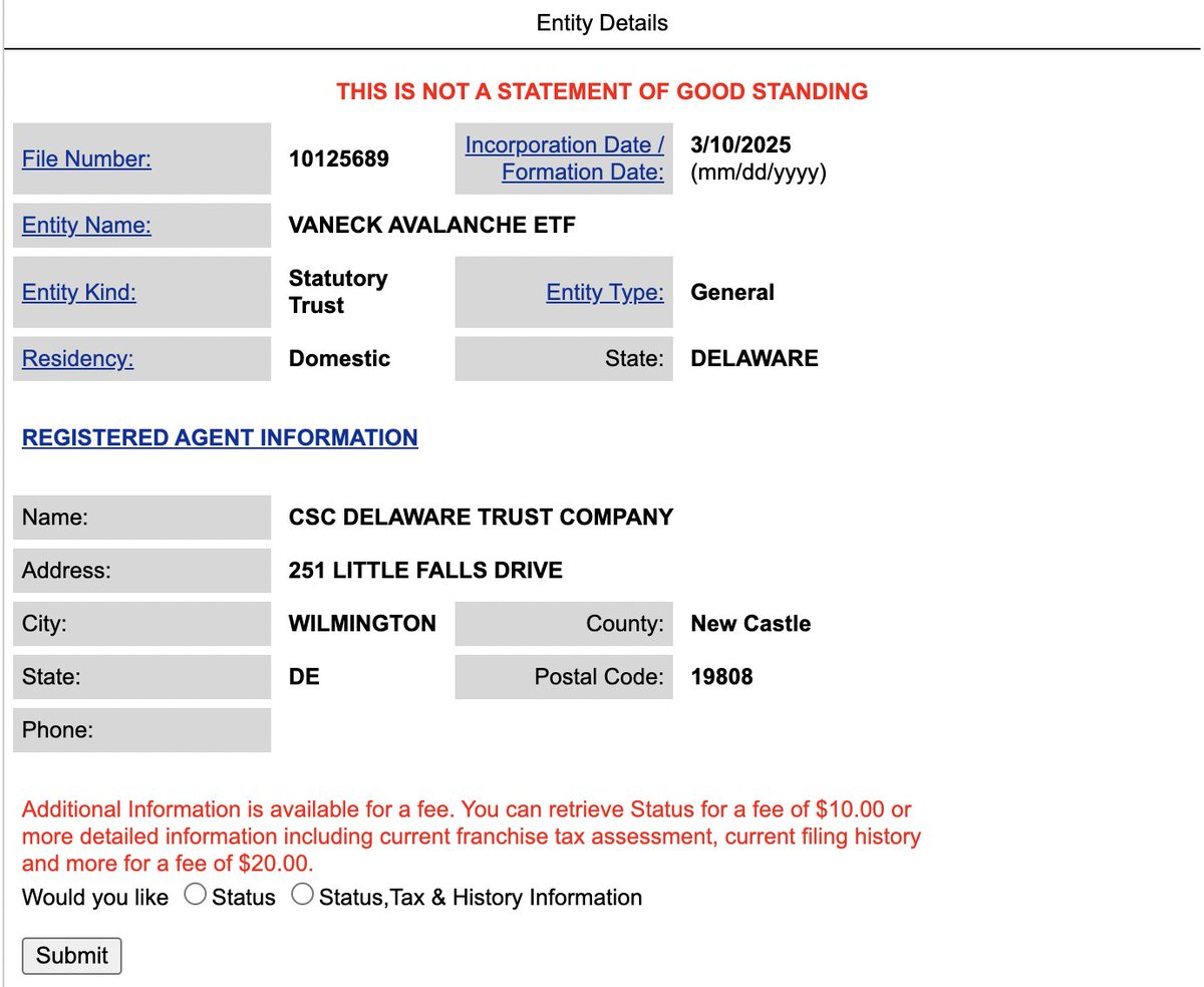 🟡"VanEck lancia ETF su Avalanche: un passo verso l'ETF spot per $AVAX"