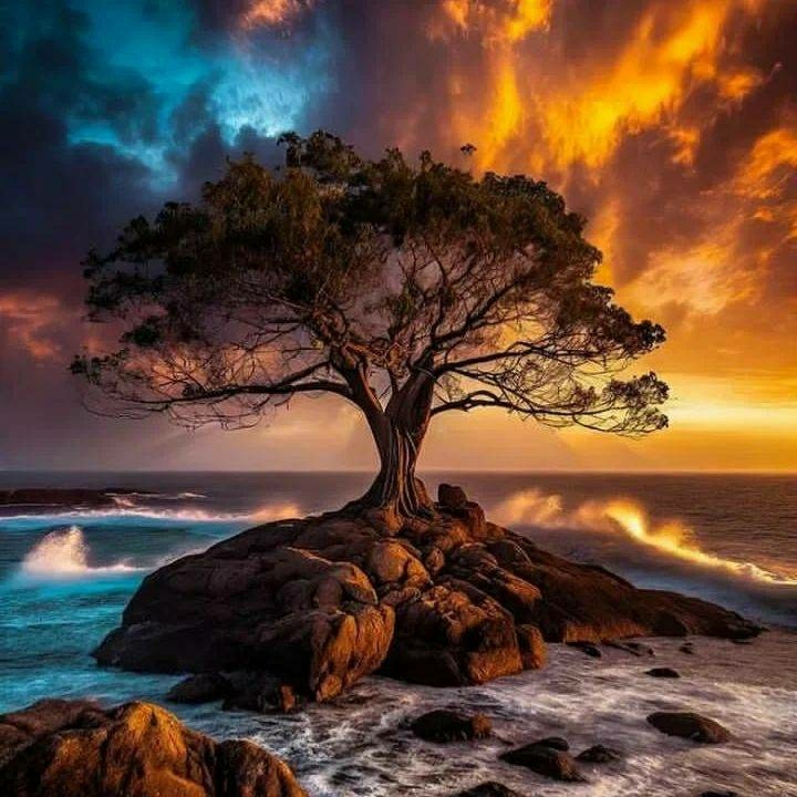 Like this tree, keep standing tall even when the storm hits. Resilience is not about avoiding waves, but about facing and surviving. #StayStrong #NatureInspires #AgainstTheOdds #WavesAndWind