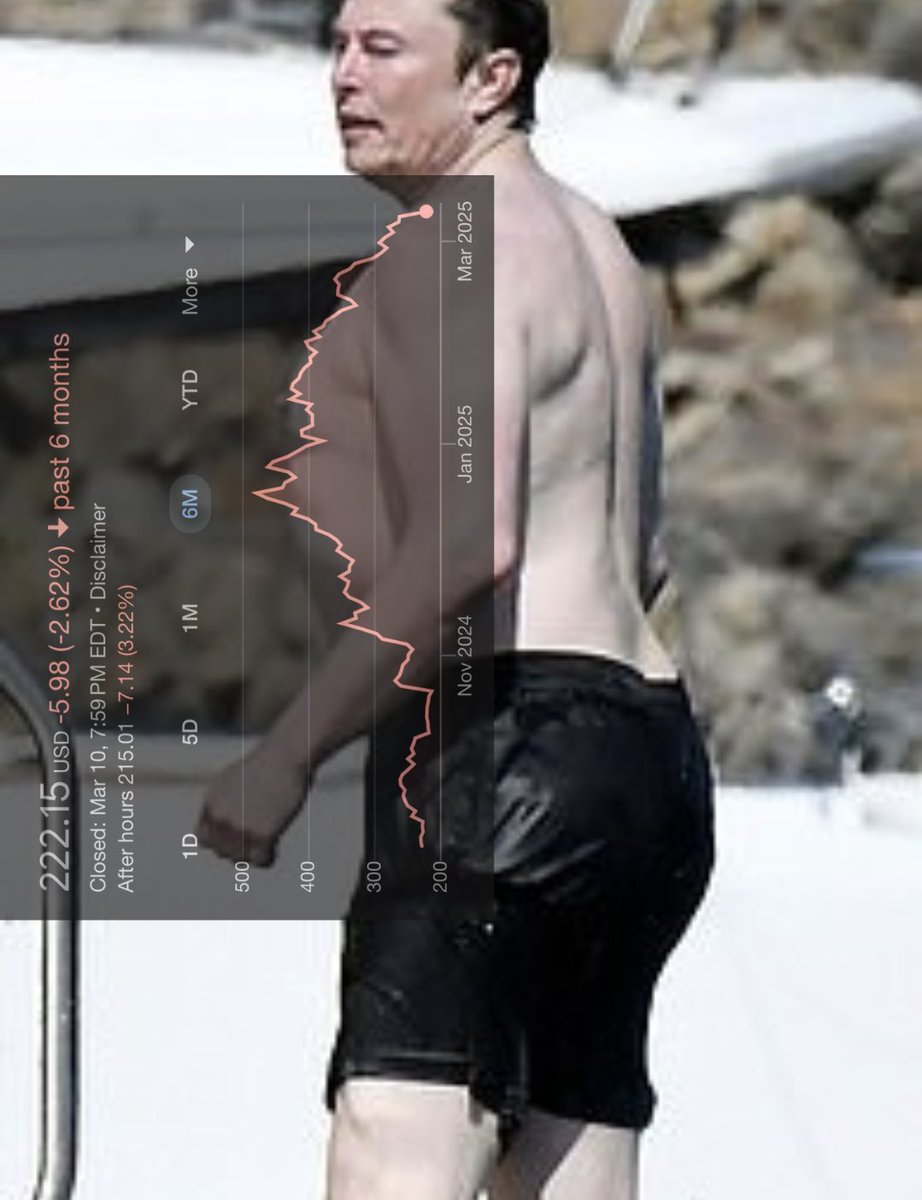 crawf34's tweet image. he’d probably hate people seeing that the shape of his chest happens to follow the decline in tesla share prices huh