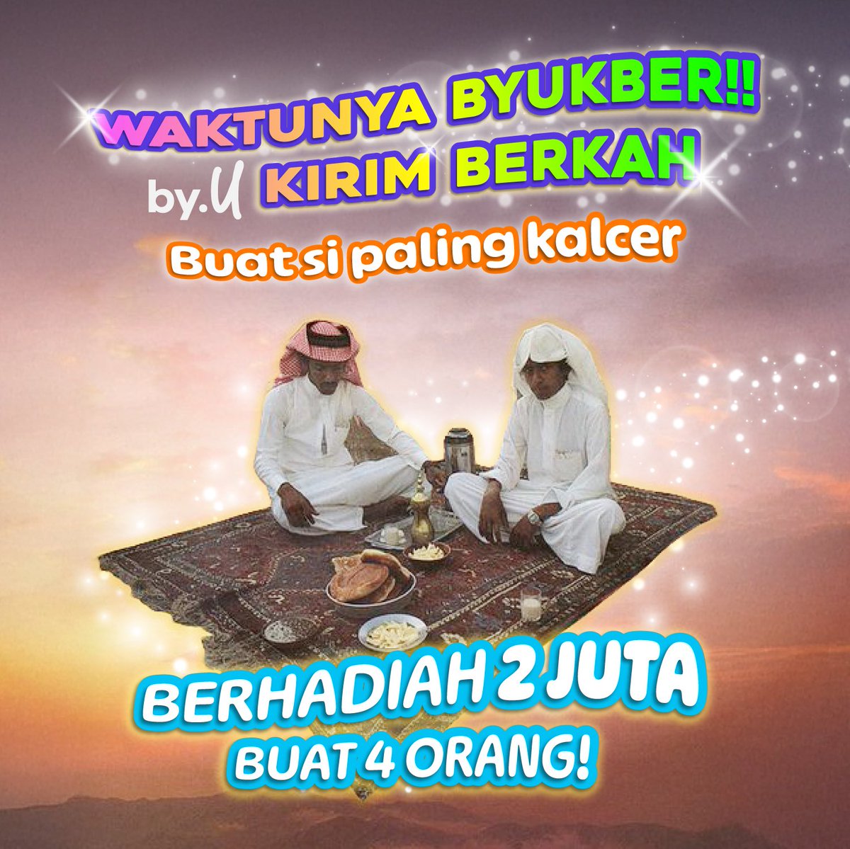 GIVEAWAY BROK

Buat YKKA (yang kalcer-kalcer ae)

Caranya: 
1. Follow <a href="/byu_id/">by.U</a>
2. Spill 3 tempat bukber kalcer paling hidden gem di kota kamu
3. Like, RT, dan reply jawaban kamu, jangan lupa mention 5 temen 

Pemenang diumumin 15 Maret 2025 yaa 🤪