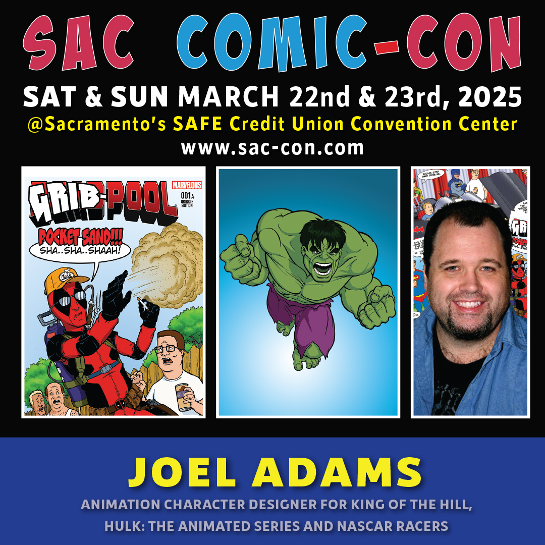 SacAnime's tweet photo. Sac Comic-Con is coming up fast, don't miss out on meeting Joel Adams!
@lilzart has worked on #ContinuityStudios #MsMystic, #BuckyOHare, #AlphaProductions #BloodThirst, #Marvel Animation #TheHulk, #FOX #KingoftheHill, #MightyMorphingPowerRangers, #Power Rangers, #HarryPotter https://t.co/UIJe33YBgM
