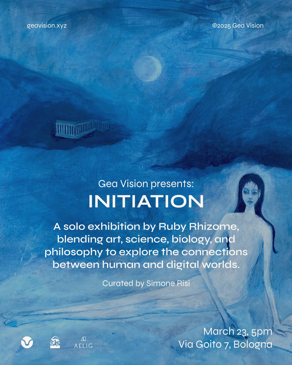 We warmly invite you on Sunday, March 23rd, to the solo exhibition 'Initiation’ by <a href="/RubyRhizome/">Ruby Rhizome♦</a>, curated by <a href="/bysimonerisi/">Simone Risi</a> ✨

At 5 PM, we will open our doors to all those who wish to immerse themselves in the masterful work of Ruby Rhizome, blending art, science, biology, and