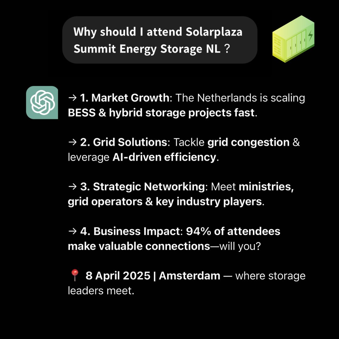 🎟️ Secure your spot now → bit.ly/esnl25

#Solarplaza #Solarplazasummit #EnergystorageNL25 #RenewableEnergy #Sustainability #BESS #SolarEnergy #Energystorage