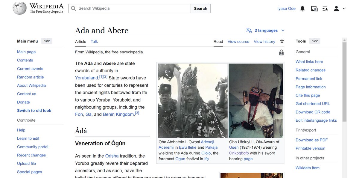 Felt Bored....

 So here is a thread debunking the Wikipedia page on the "Ada and Abere", which both are from the Benin Kingdom.

courtesy of <a href="/yorubaprince10/">AFRIKAN PRINCE</a> and <a href="/theOlaBola/">Ọlá-Bọ́lá™ ©</a>