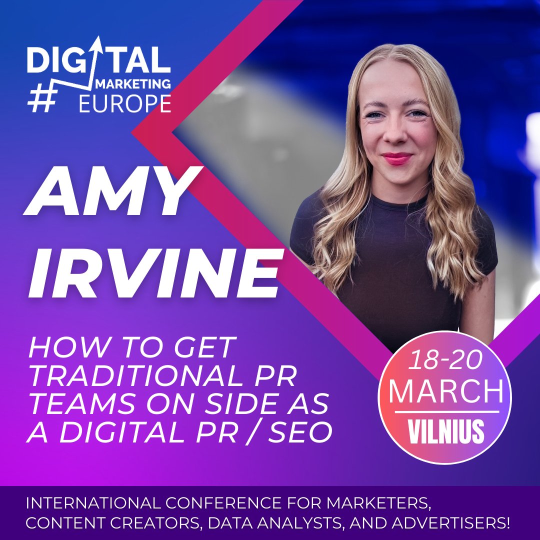 In just over a week, I'll be taking to the stage at <a href="/DME_Conference/">Digital Marketing Europe</a> in Lithuania 🗣️ 

On Thursday 20th March I'll be sharing my insights on how you can get traditional PR teams onside as a digital PR / SEO.

Who else will be there?