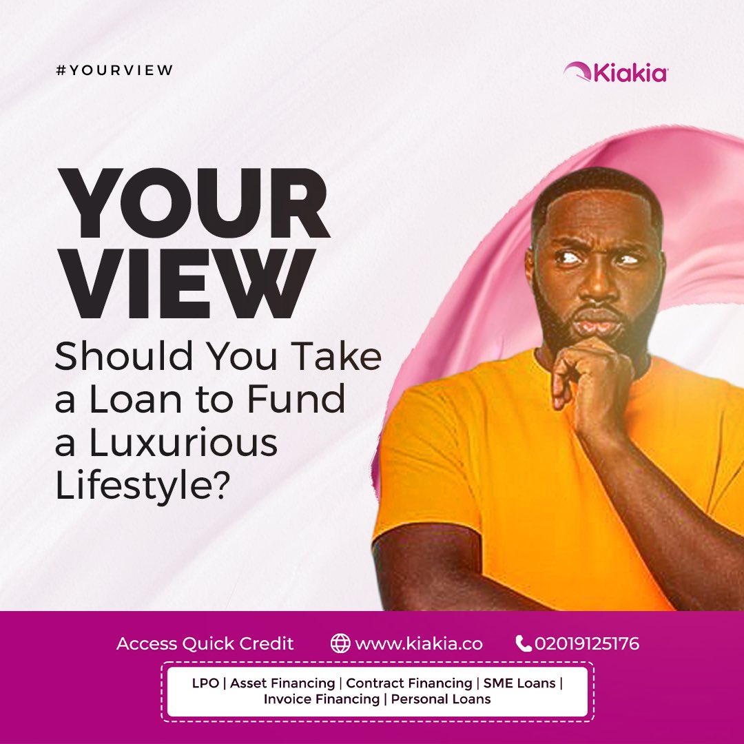 kiakia_co's tweet image. Is taking a loan for luxury a smart move or a financial trap? Let’s talk! Drop your thoughts in the comments.
#YourView #Kiakia #SmartMoneyMoves #Loans #FinancialWisdom #LuxuryLifestyle #MoneyTalks