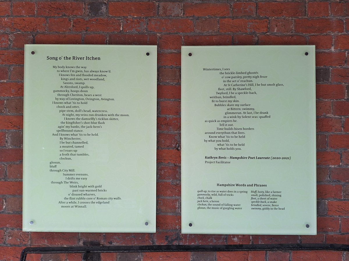 A little poem about the River Itchen, from St John's Hospital, Winchester, taken by SAS Twitter Admin