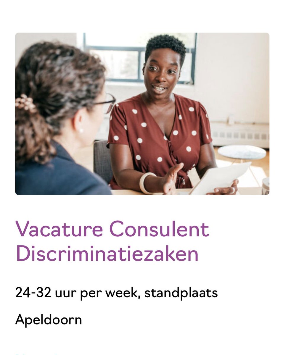Wij zoeken een Consulent Discriminatiezaken. Wil jij je inzetten voor gelijke behandeling en bijdragen aan een inclusieve samenleving? Dan horen we graag van je! 
Bekijk de volledige vacature via: stimenz.nl/werken-bij/vac….