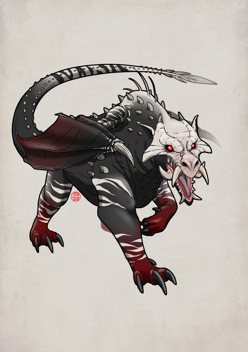 arugaperbawa's tweet photo. BLOODCLAW
Ferocious, untamable, and highly dangerous. Found only in Dreadmoor Vale, this flightless dragon has wings too small for flight but useful for leaping and striking. Its keen sense of smell detects prey from up to 2 kilometers away.   

#Dragon #Art #Fantasy https://t.co/BwjLN8SxEj