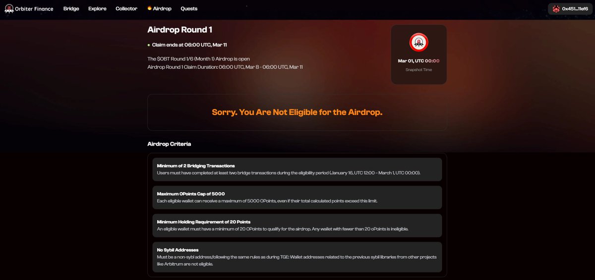 Dmitry06809633's tweet photo. @Orbiter_Finance This is nonsense, I received the last airdrop and made transactions during the set period, but I didn't receive this airdrop??? https://t.co/fus5quN9iJ