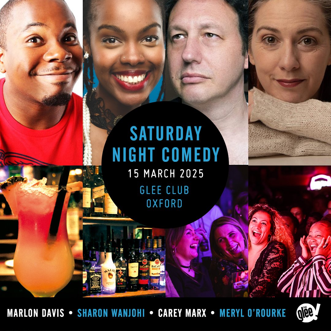 The Glee Club Oxford (@gleecluboxford) on Twitter photo OXFORD, get your comedy fix at The Glee Club this weekend! 🤣
Behind the mic this week will be this huge line-up of brilliant comics: Marlon Davis, <a href="/SharonWanjohi_/">Sharon W.</a>, <a href="/CareyMarx/">Carey Marx</a> & <a href="/MerylORourke/">Meryl O'Rourke</a> 🙌
Don't miss out on the funniest night in Oxford! BOOK NOW 👉 bit.ly/OxfordWeekendC… OXFORD, get your comedy fix at The Glee Club this weekend! 🤣
Behind the mic this week will be this huge line-up of brilliant comics: Marlon Davis, <a href="/SharonWanjohi_/">Sharon W.</a>, <a href="/CareyMarx/">Carey Marx</a> & <a href="/MerylORourke/">Meryl O'Rourke</a> 🙌
Don't miss out on the funniest night in Oxford! BOOK NOW 👉 bit.ly/OxfordWeekendC…