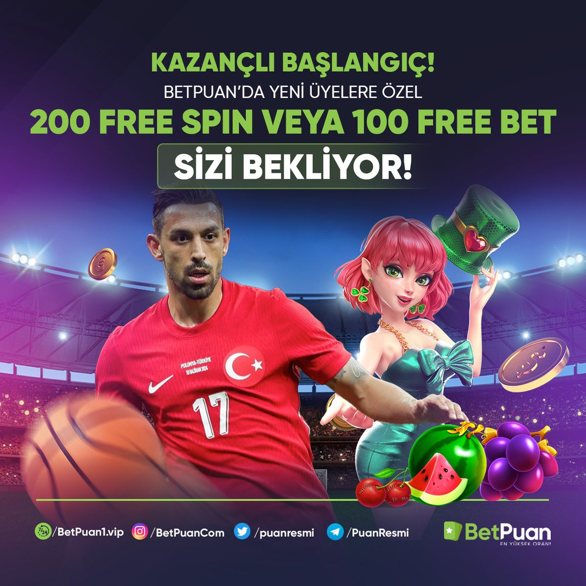 puanresmi's tweet photo. 📣👉 BETPUAN'DAN YENİ ÜYELERİMİZE ÖZEL 200 FREE SPIN VEYA 100 FREE BET #HEDİYE ❤️
🤑 BETPUAN AİLEMİZE KATILIN SİZLER DE SINIRSIZCA BU HEYECANA ORTAK OLUN ⭐️
▶️ 7/24 ERİŞİM İÇİN https://t.co/SKxJe8rimM ✔️
#puangiris https://t.co/MZNnik3wJC