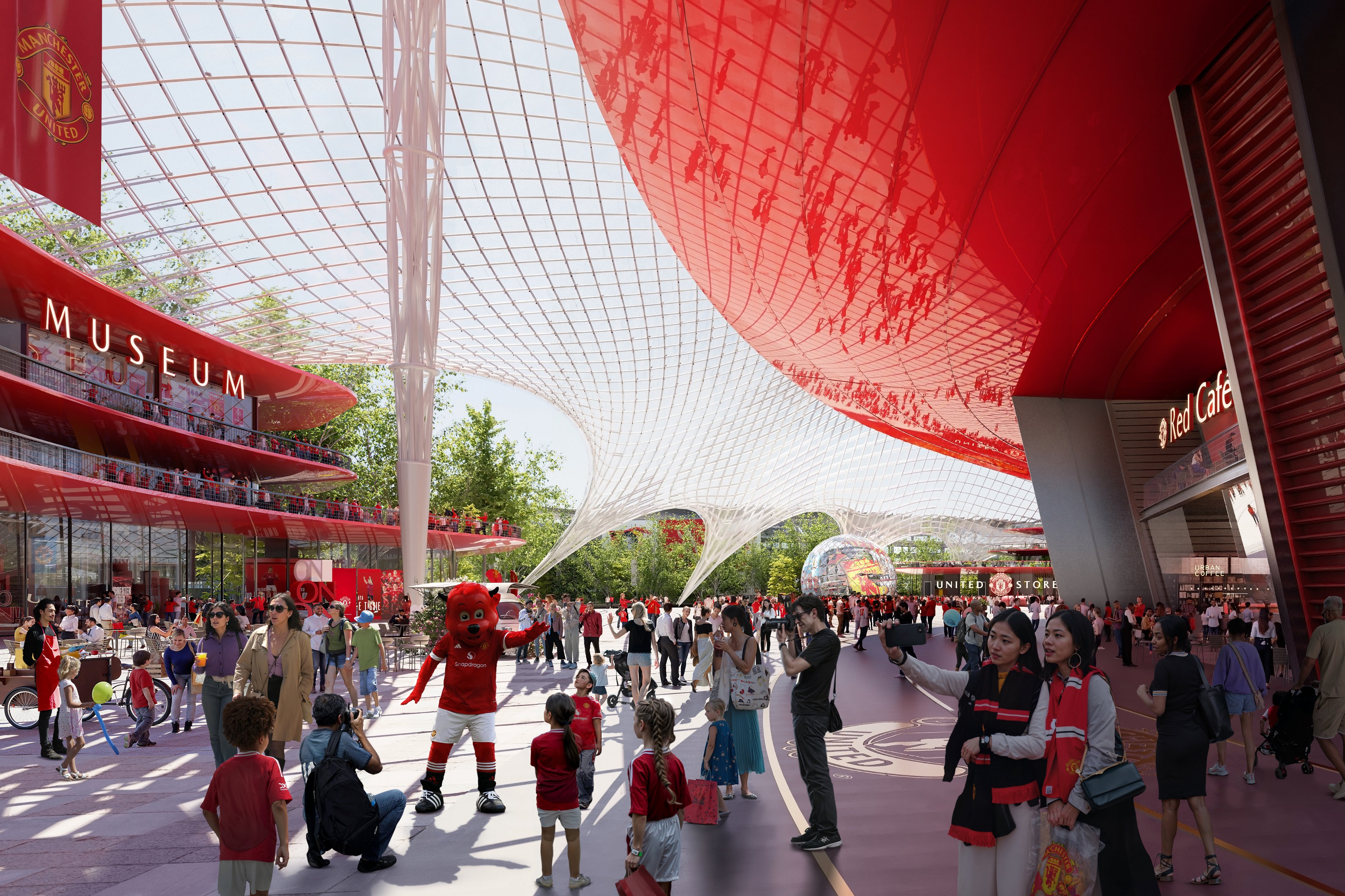A concept image from the exterior of the proposed new stadium for Manchester United.