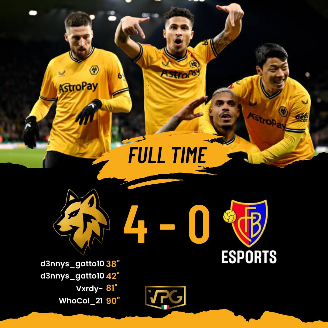 IIP WOLFREAL (@wolfrealesports) on Twitter photo FULL TIME! ๐กโซ๏ธ
๐|<a href="/VPGItaly/">VPG Italy ๐ฎ๐น</a>
๐ค|<a href="/fcbasel_esports/">FC Basel 1893 E-Sports</a>
โ
|4-0
โฝ๏ธ|<a href="/d3nnys_gatto10/">Dennys Gatto</a>,<a href="/Vxrdyyy/">Claudjo.</a>,
โฝ๏ธ|<a href="/col7fbi/">Col</a>
๐|<a href="/d3nnys_gatto10/">Dennys Gatto</a>
๐|<a href="/MessinAlessio98/">Alessio Messina</a>
<a href="/QuantumX__/">Quantum</a> <a href="/repostproclub/">Repostproclub</a> <a href="/ITIdiot_players/">Italian Idiot Players</a> <a href="/RTAllProClub/">RETWEET ALL PROCLUB</a> <a href="/repostproclub/">Repostproclub</a> FULL TIME! ๐กโซ๏ธ
๐|<a href="/VPGItaly/">VPG Italy ๐ฎ๐น</a>
๐ค|<a href="/fcbasel_esports/">FC Basel 1893 E-Sports</a>
โ
|4-0
โฝ๏ธ|<a href="/d3nnys_gatto10/">Dennys Gatto</a>,<a href="/Vxrdyyy/">Claudjo.</a>,
โฝ๏ธ|<a href="/col7fbi/">Col</a>
๐|<a href="/d3nnys_gatto10/">Dennys Gatto</a>
๐|<a href="/MessinAlessio98/">Alessio Messina</a>
<a href="/QuantumX__/">Quantum</a> <a href="/repostproclub/">Repostproclub</a> <a href="/ITIdiot_players/">Italian Idiot Players</a> <a href="/RTAllProClub/">RETWEET ALL PROCLUB</a> <a href="/repostproclub/">Repostproclub</a>