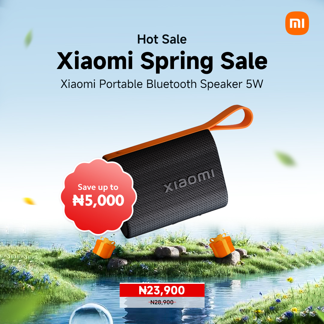 XiaomiNigeria's tweet photo. Who says big sound can’t come in small sizes? 🔊

The Xiaomi Portable Bluetooth Speaker 5W is perfect for your every vibe. And with N5,000 off, it’s music to your ears AND your wallet! 🎶

Rush to any authorized Xiaomi store and get yours now! 🔥

#XiaomiSpringSale https://t.co/gtw6YvzMwy